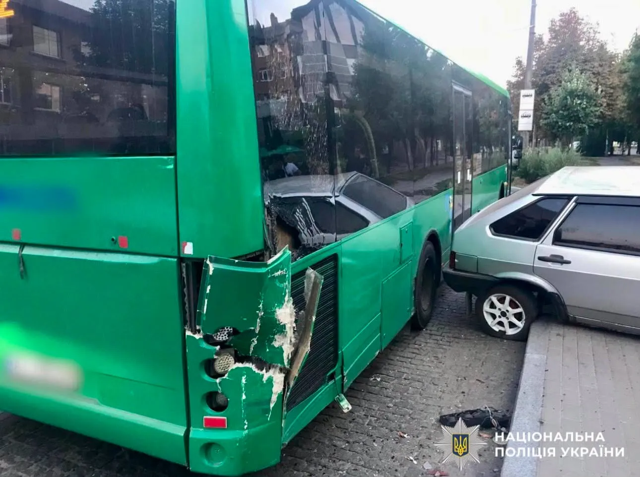 In Bila Tserkva, a driver crashed into a curb and a minibus and struck a woman at a bus stop