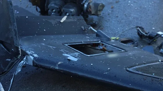 In Kyiv's Pecherskyi District, debris from a drone fell into the yard of local residents