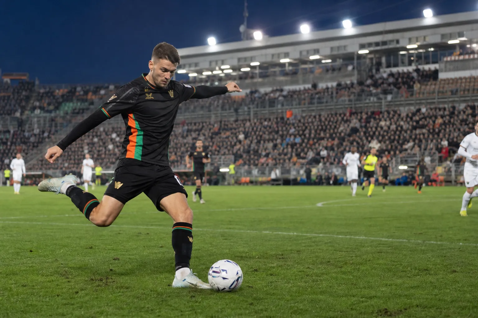 Forward Akor Adams scores his first Serie A goal for Venezia