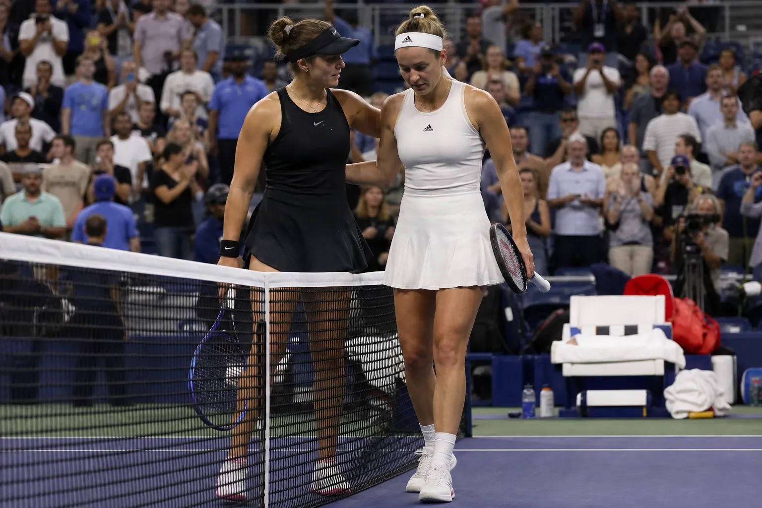 Andreeva reaches US Open quarterfinals in match marked by Potapova’s injury
