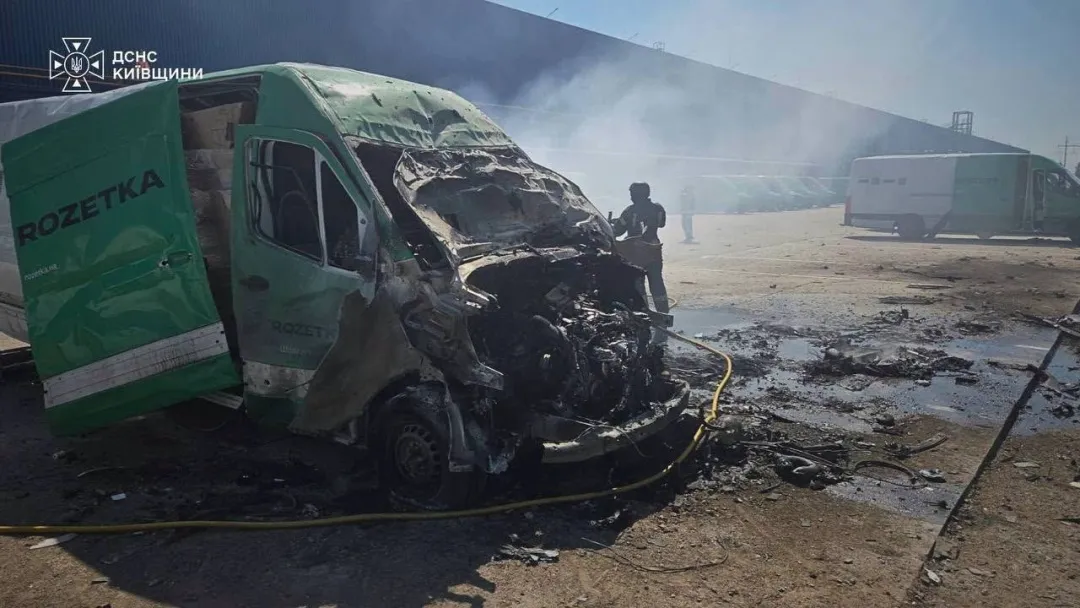 A logistics company's warehouse in Brovary was damaged following a drone attack by Russia