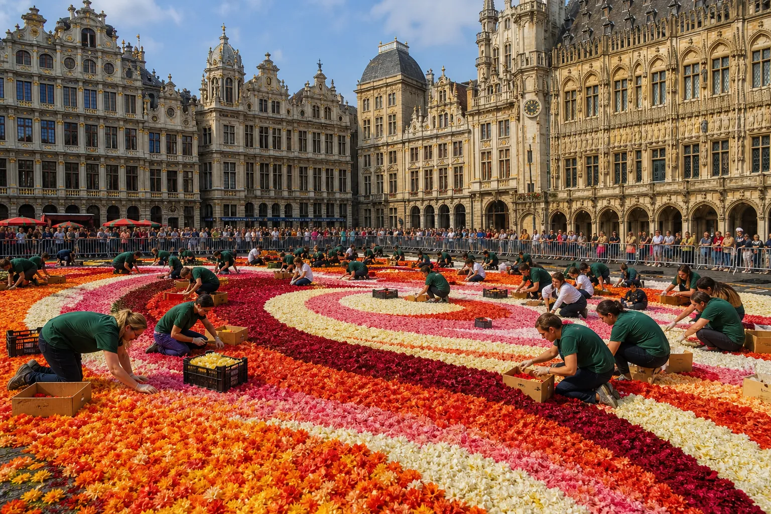 A floral version of Hokusai's "The Great Wave" has been created in Brussels