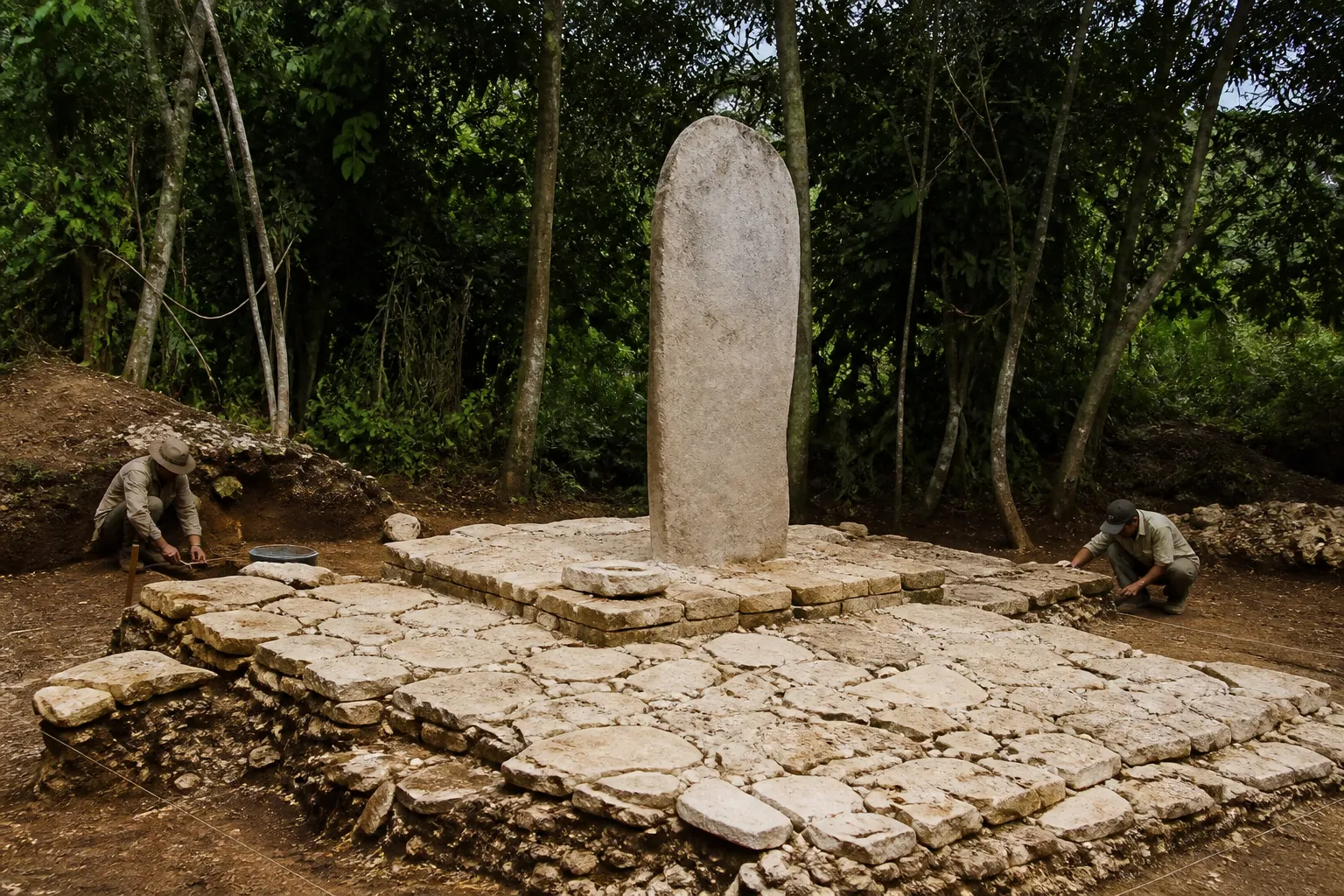 Ceremonial plaza and unusual stele found in Veracruz