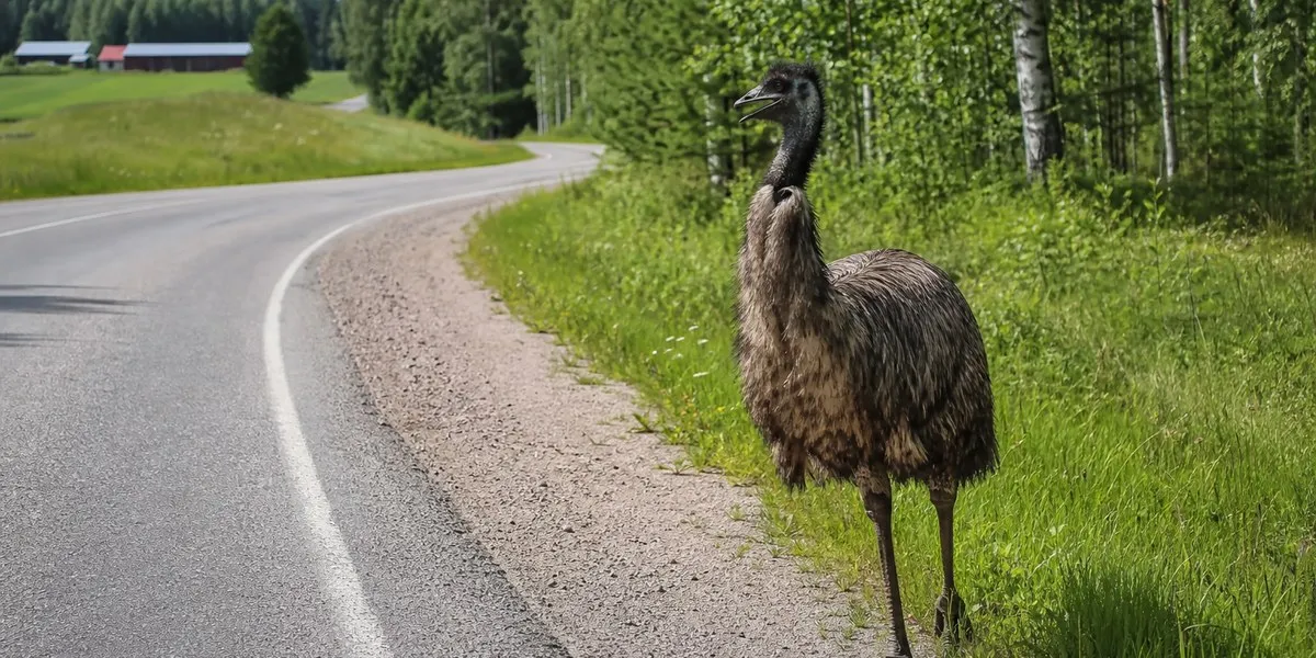 A 32-year-old emu escapes from a farm in Finland