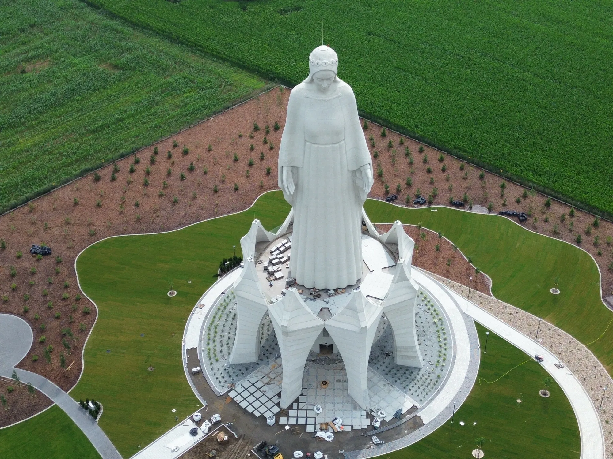 Construction of Europe's tallest statue of the Virgin Mary is nearing completion in Poland