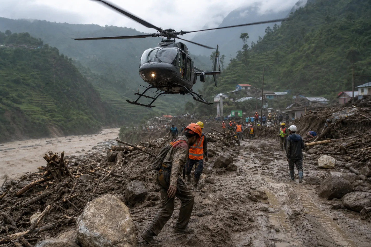 尼泊尔和中国洪灾死亡人数超过1000人