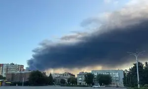 Russia struck a facility in Zaporizhzhia, causing a fire