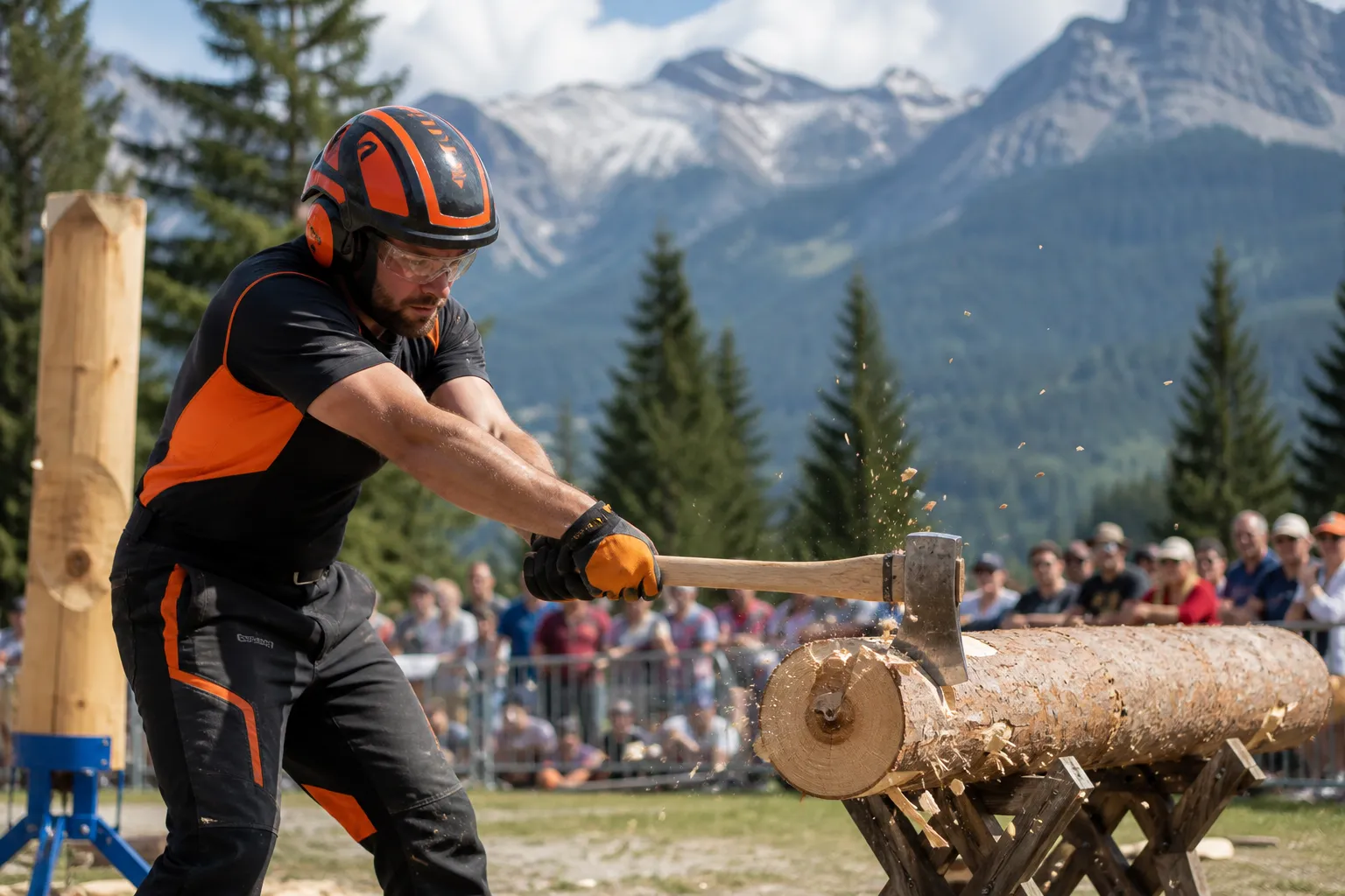 The 73rd Logging Sports Championship was held in the French Alps