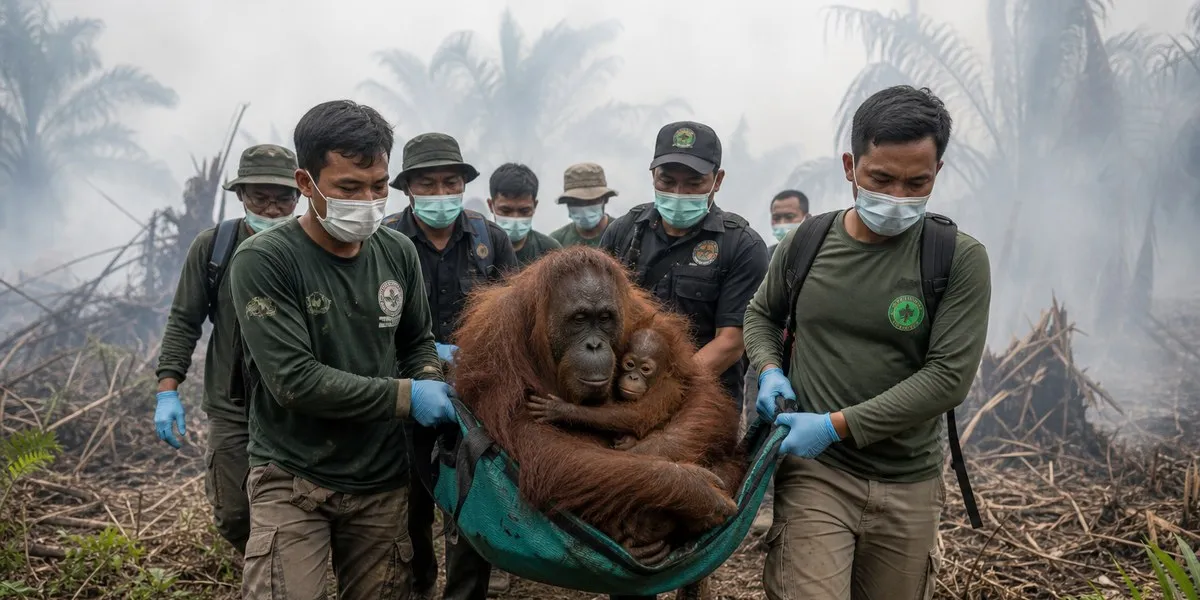 Photo: ua.news Indonesia fires threaten critically endangered Bornean orangutans
