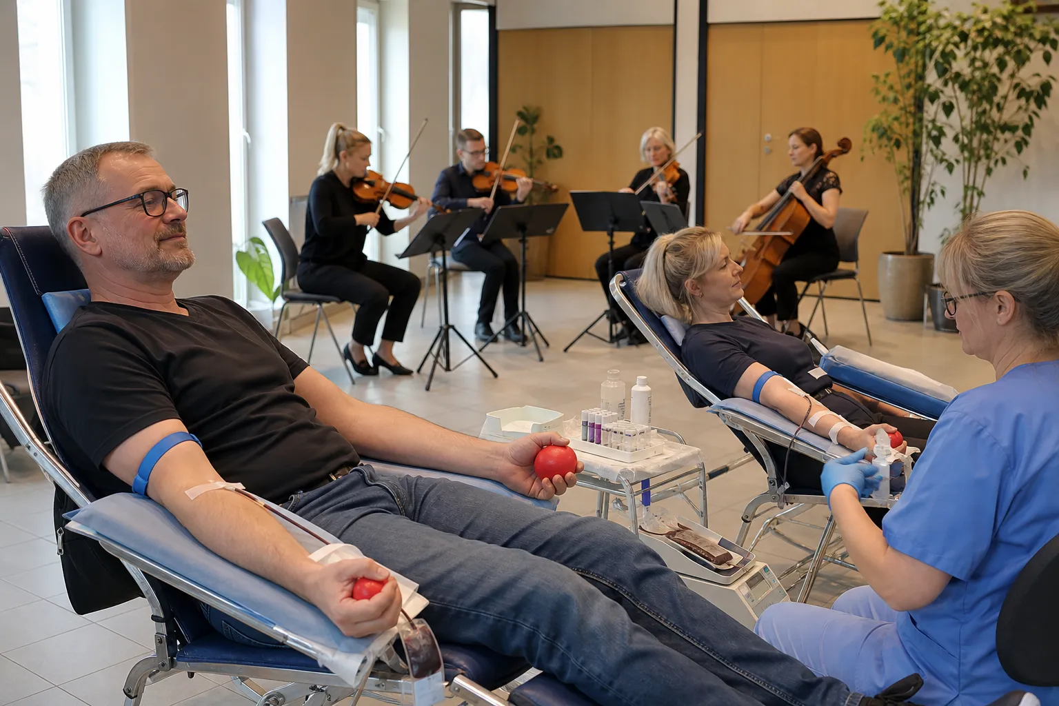 In Kokkola, a chamber orchestra played during blood donation