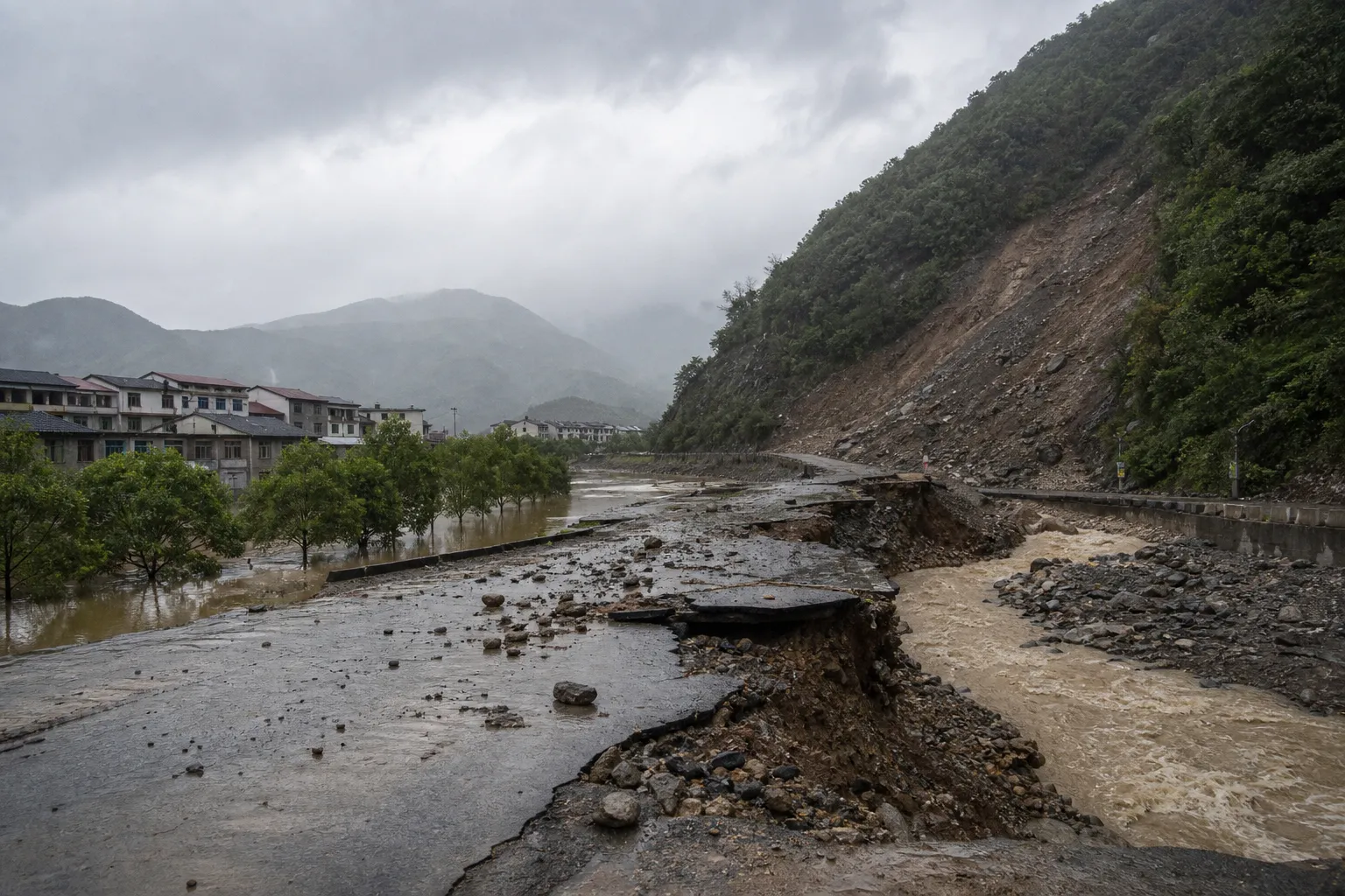 中国山体滑坡造成至少一人死亡