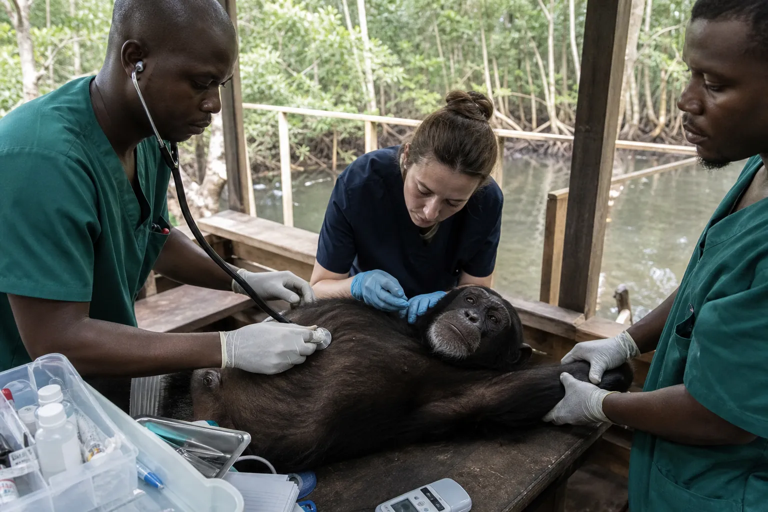 Chimpanzees used in hepatitis B vaccine research examined in Liberia