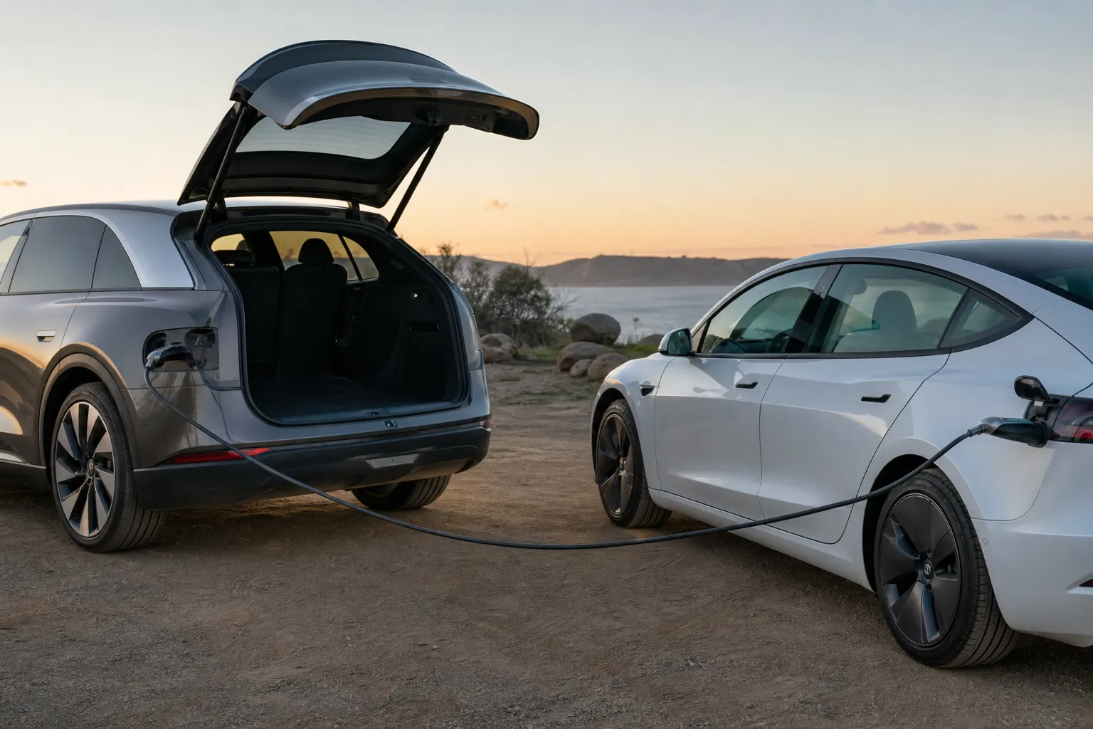 Lucid Gravity 可通过 RangeXchange 系统为特斯拉 Model 3 充电
