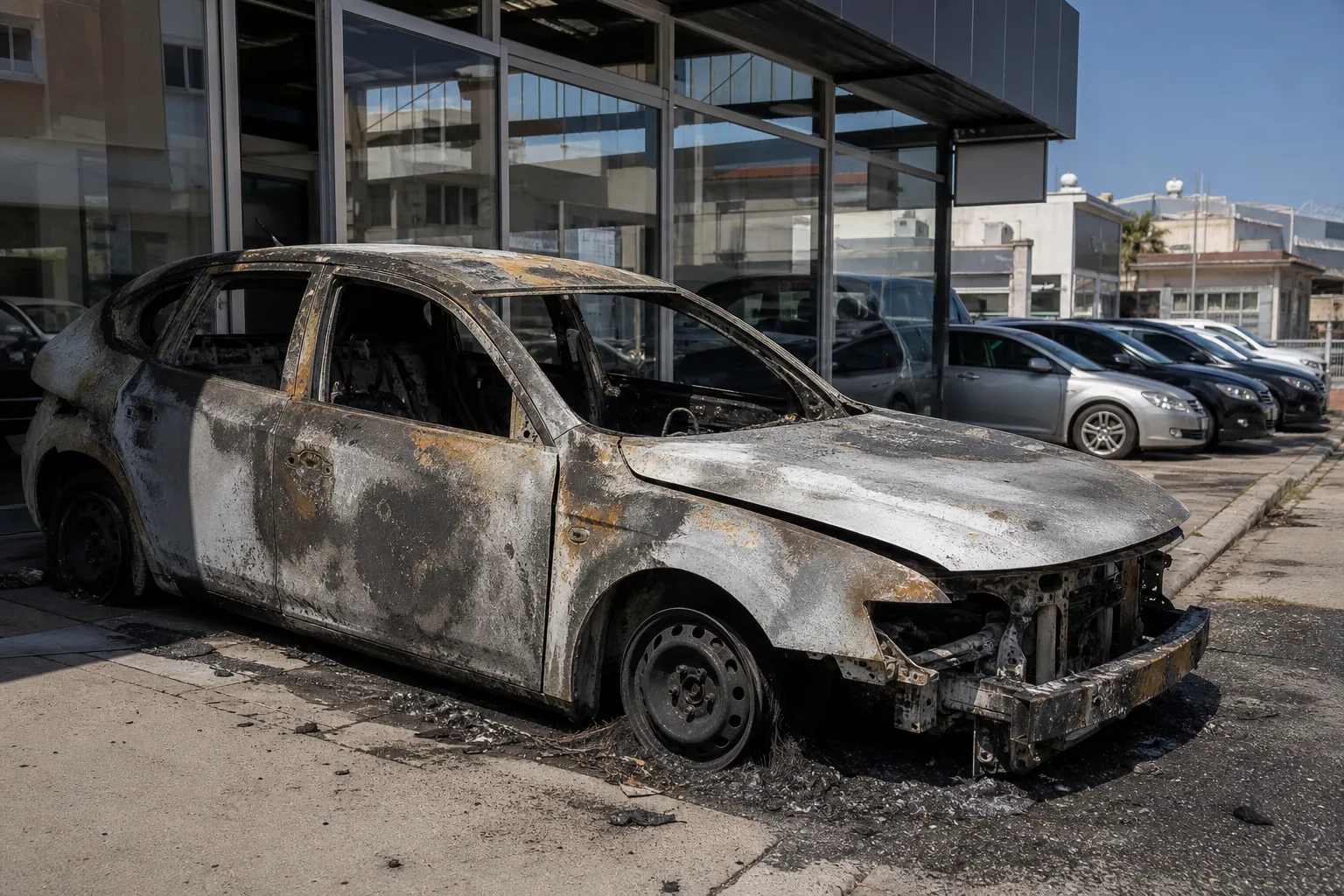 У північній Нікосії підпалили автосалон: власник заявив про вимогу €400 тисяч