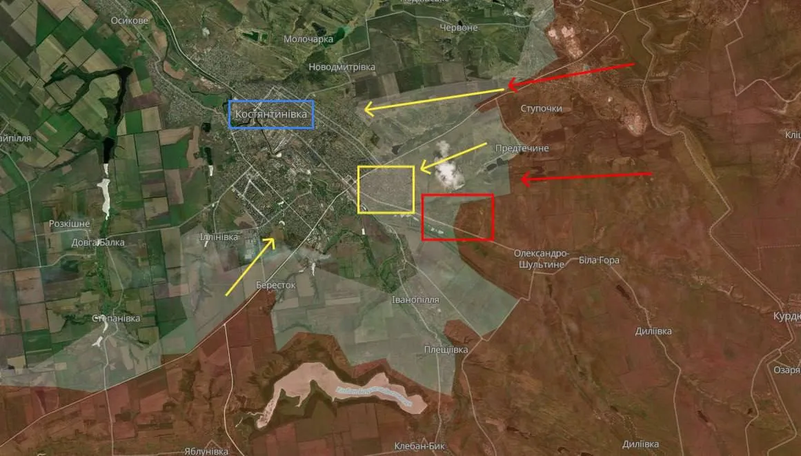 DeepState повідомляє про спроби просування ворога в Костянтинівку
