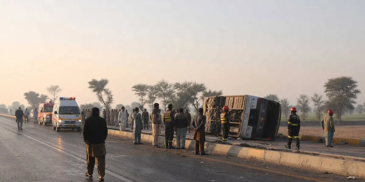 Bus overturns on highway in Pakistan, killing 10 people