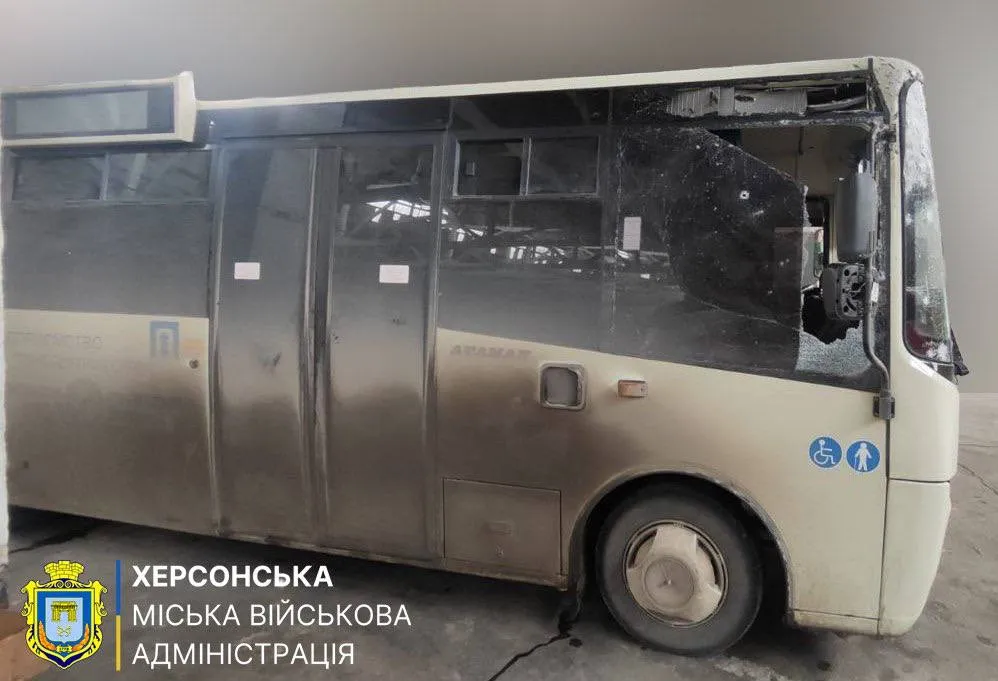 Russian drone attacks bus in Kherson