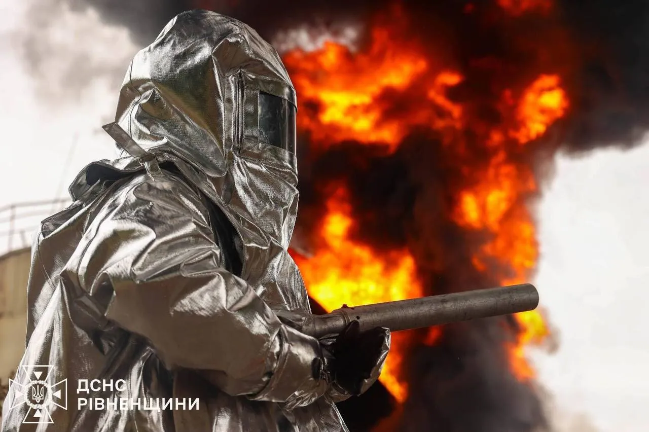 Внаслідок ворожого удару на Рівненщині спалахнула пожежа на закритому підприємстві