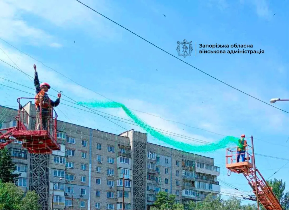 Photo: Over 70,000 square meters of anti-drone protection have been installed in Zaporizhzhia