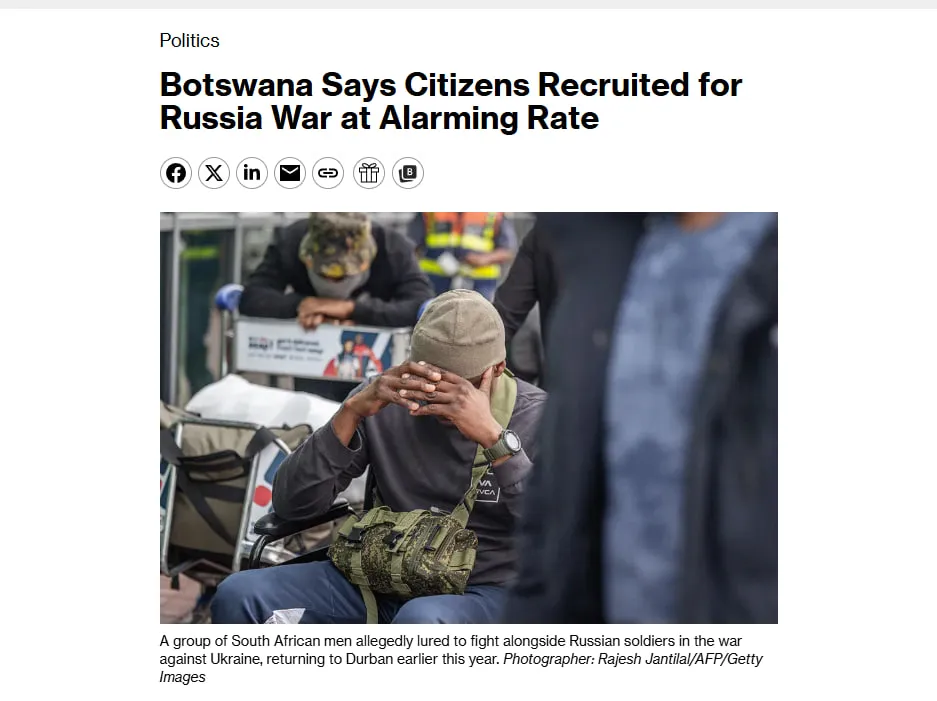 Rosja zintensyfikowała rekrutację obywateli Botswany do udziału w wojnie przeciwko Ukrainie — Bloomberg