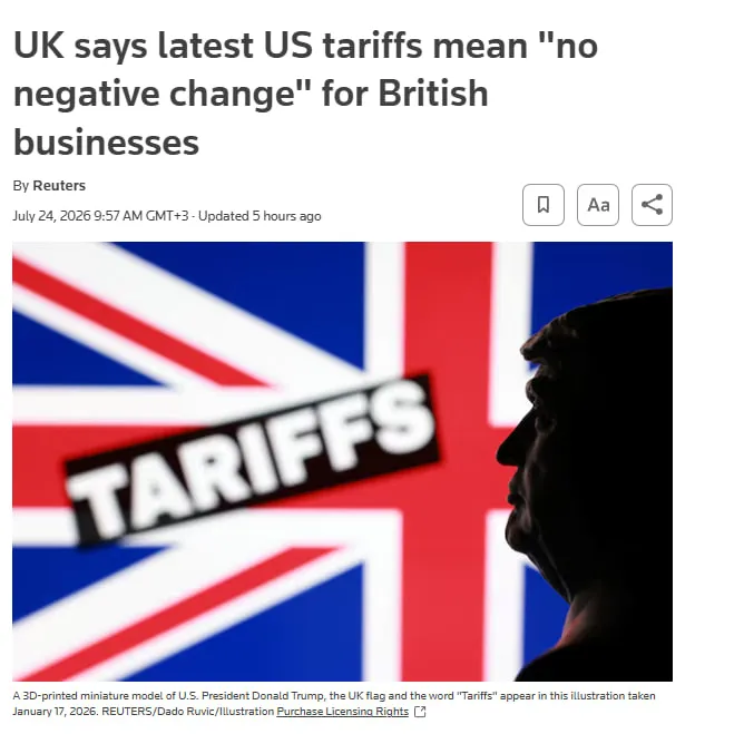 The United Kingdom said that U.S. tariffs will not harm business — Reuters