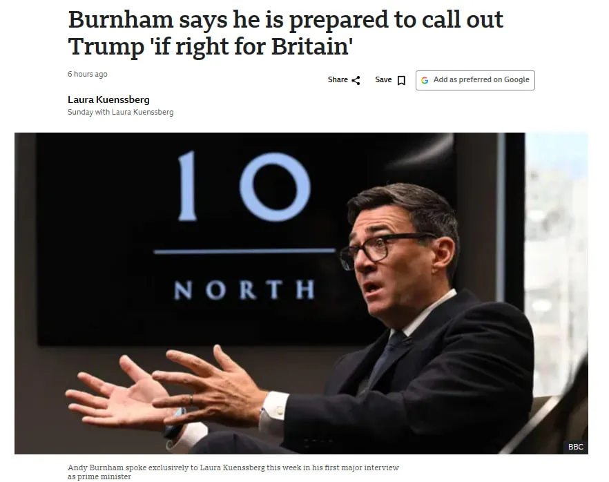 The British Prime Minister said he is ready to stand up to Trump in the interests of the country