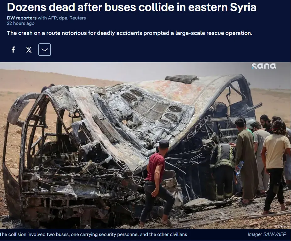 At least 35 people were killed in Syria when two buses collided — Deutsche Welle