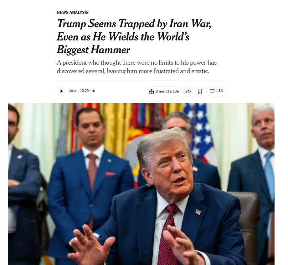 Trump rozważa trzy scenariusze zakończenia wojny z Iranem – NYT