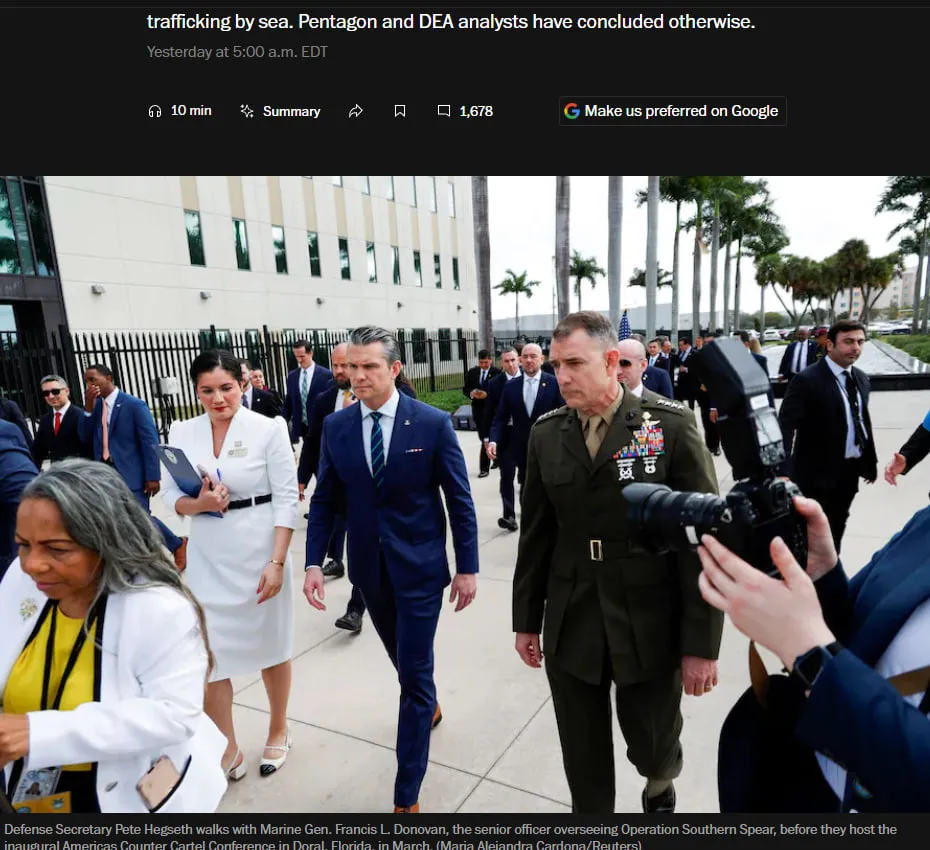 Operacja USA przeciwko kartelom narkotykowym nie ograniczyła napływu kokainy do kraju — The Washington Post