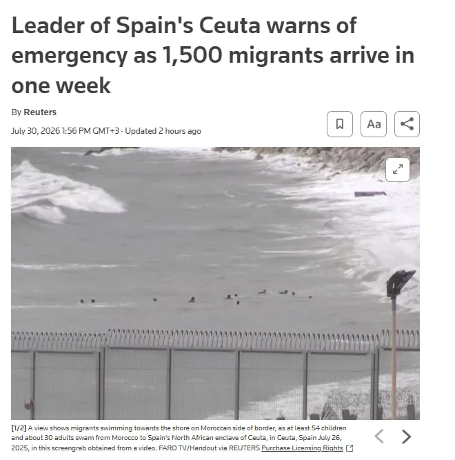 The Spanish city of Ceuta has declared a state of emergency due to an influx of migrants — Reuters