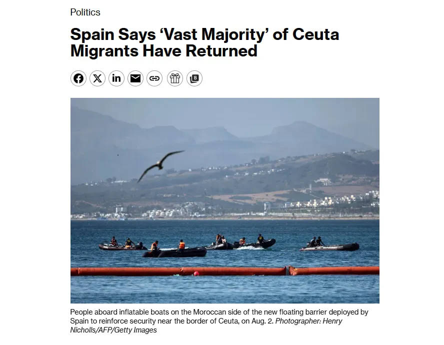 Spain has promised to return all illegal migrants from Ceuta to Morocco — Bloomberg