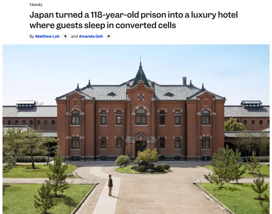 A former prison in Japan has been converted into a luxury hotel — Business Insider