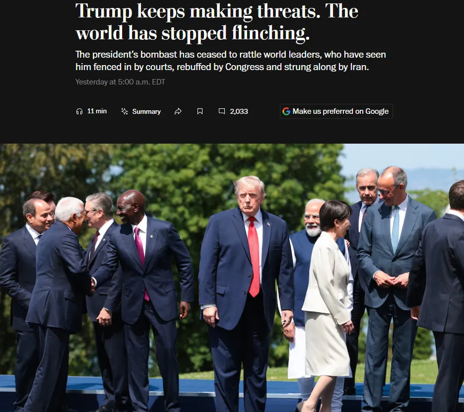 Світові лідери дедалі менше реагують на погрози Трампа — The Washington Post