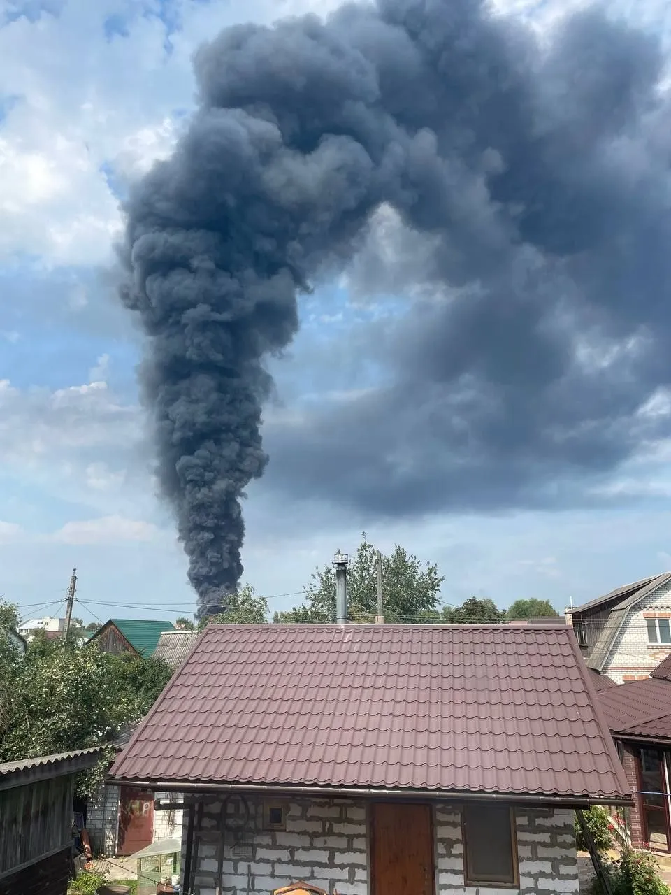 Explosions were heard in Bryansk, and a column of black smoke rose above the city