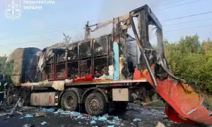 Російський дрон атакував вантажівку Нової пошти на Харківщині