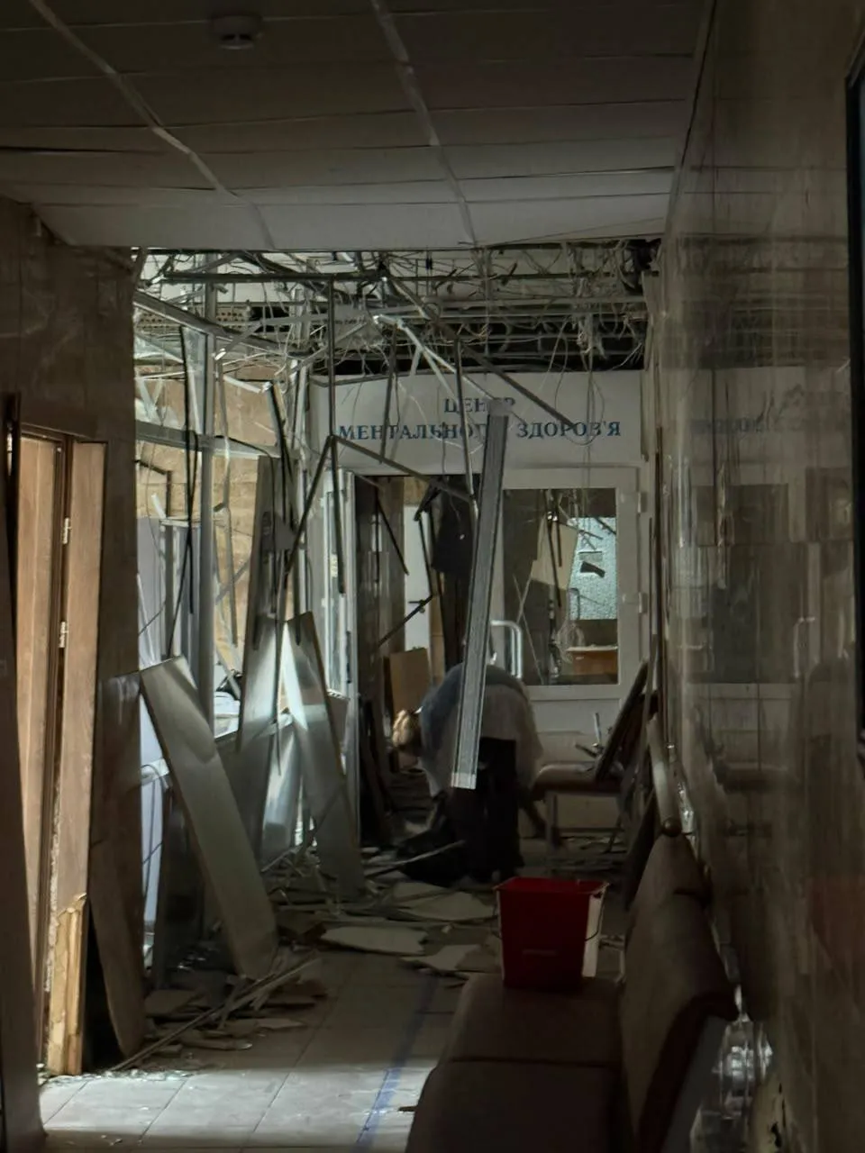 A medical center was damaged in an attack in the Solomyanskyi District of Kyiv