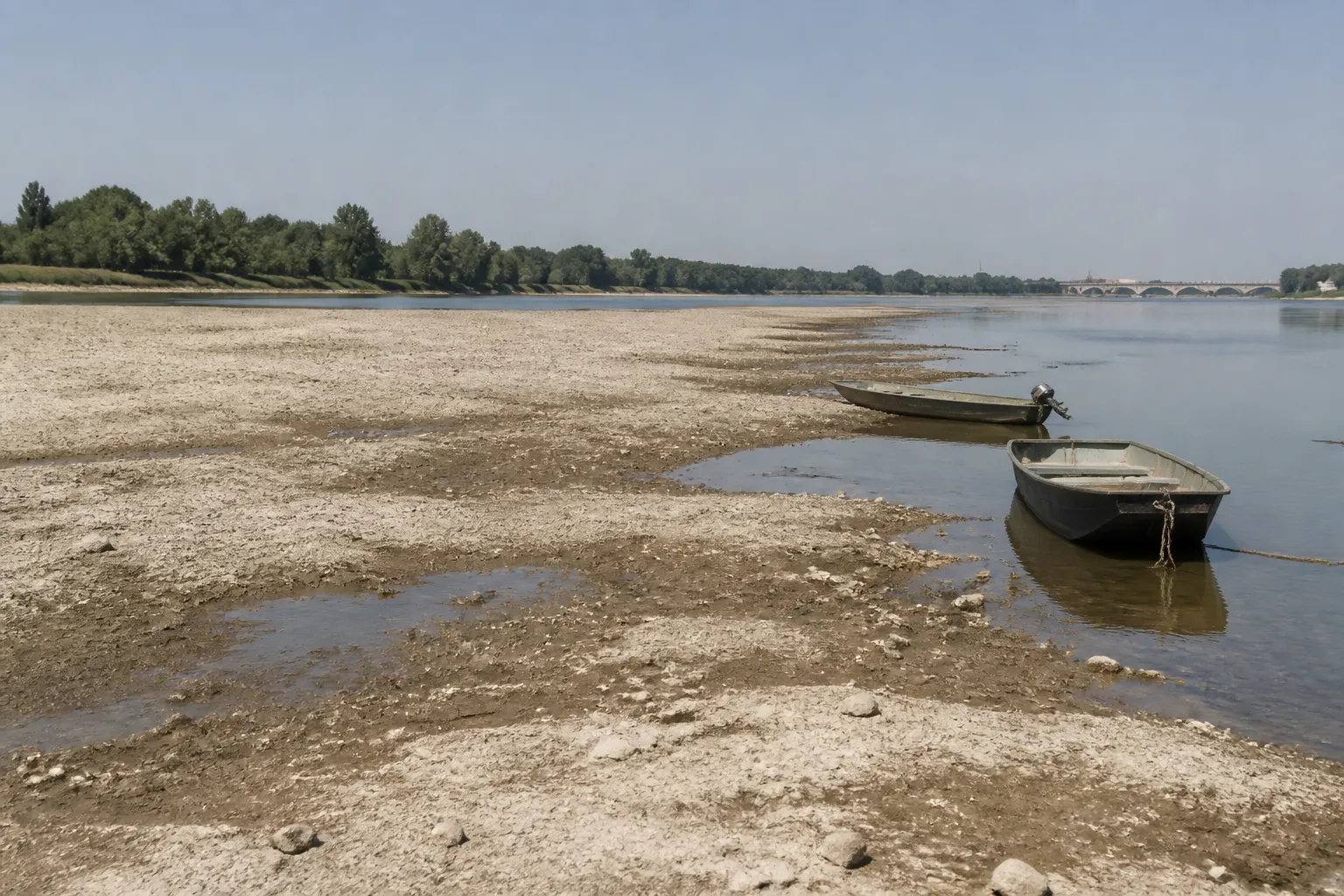 The water level in the Po River has dropped to historically low levels