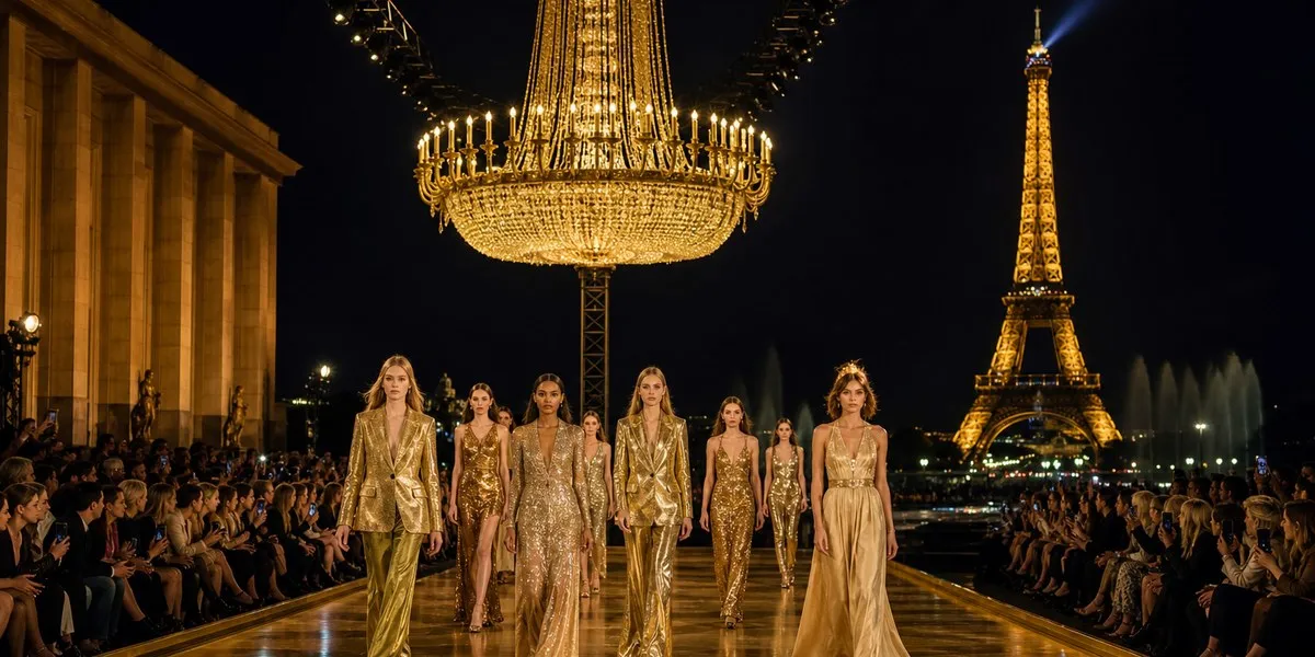 Saint Laurent представил золотую коллекцию на Неделе моды в Париже — Asharq Al-Awsat