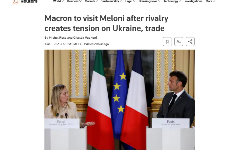 Макрон зустрінеться з прем’єркою Італії попри сварку між ними – Reuters