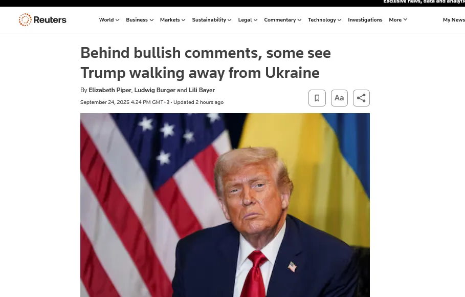 Słowa Trumpa o zwycięstwie Ukrainy mogą świadczyć o odsunięciu się od wojny – Reuters