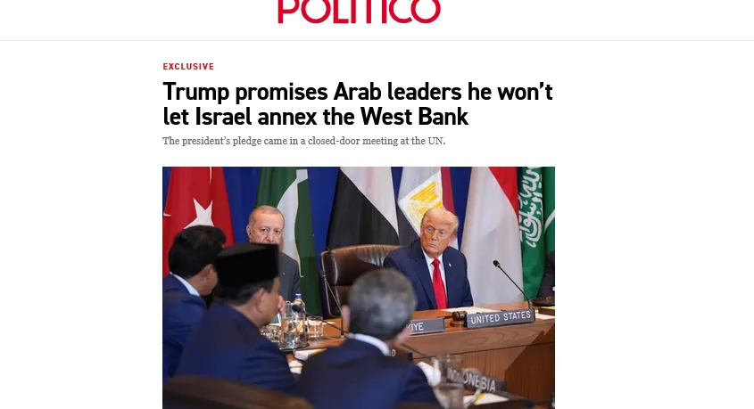 Trump obiecał Arabom, że nie pozwoli Izraelowi na aneksję palestyńskich terytoriów – Politico