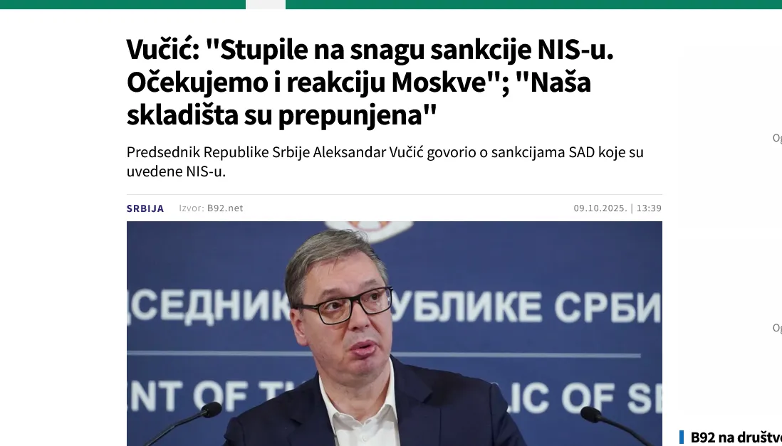 Vučić ostrzegł, że sankcje USA uderzą w każdego Serba Vučić ostrzegł, że sankcje USA uderzą w każdego Serba
