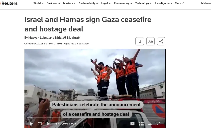 Hamas i Izrael podpisały porozumienie o zawieszeniu broni i uwolnieniu zakładników – Reuters Hamas i Izrael podpisały porozumienie o zawieszeniu broni i uwolnieniu zakładników – Reuters