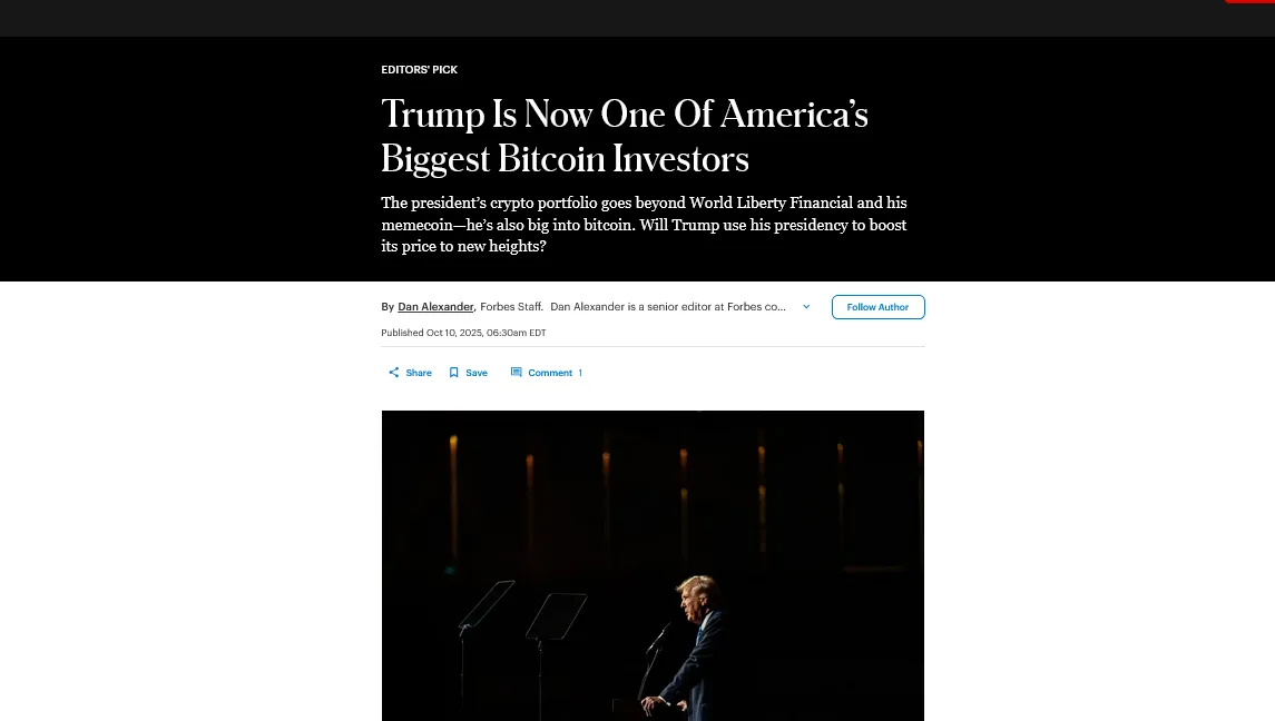 Trump jest jednym z największych kryptomilionerów na świecie – Forbes