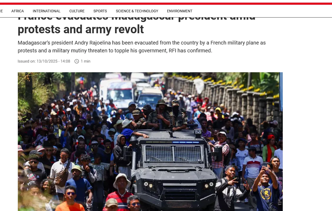 Macron nakazał ewakuować prezydenta Madagaskaru francuskim samolotem