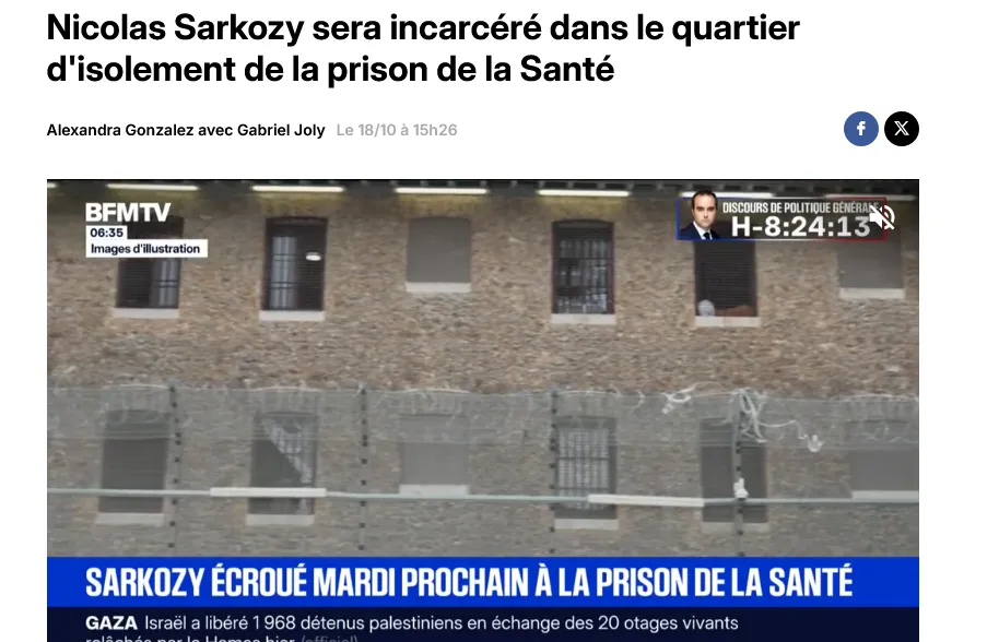 Były prezydent Francji Sarkozy trafi do więzienia 21 października