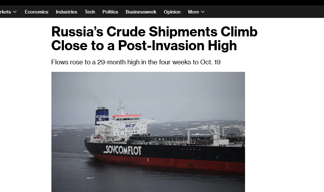 rosja zwiększyła morski eksport ropy do najwyższego poziomu od trzech lat z powodu ataków Ukrainy – Bloomberg