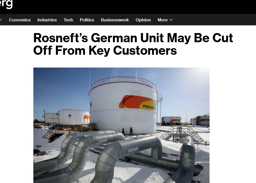 Sankcje USA wobec rosyjskiej ropy stworzyły problem dla Berlina – Bloomberg