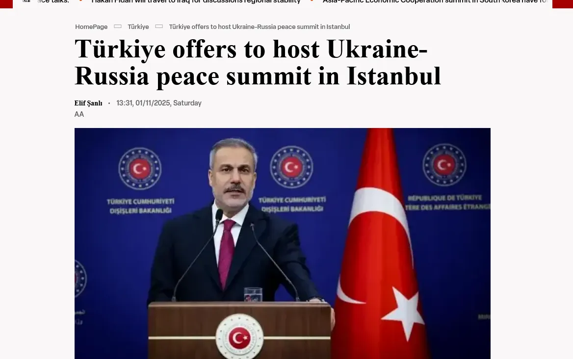 Туреччина готова знову стати посередником у мирних переговорах між Україною та рф – Yeni Şafak Туреччина готова знову стати посередником у мирних переговорах між Україною та рф – Yeni Şafak