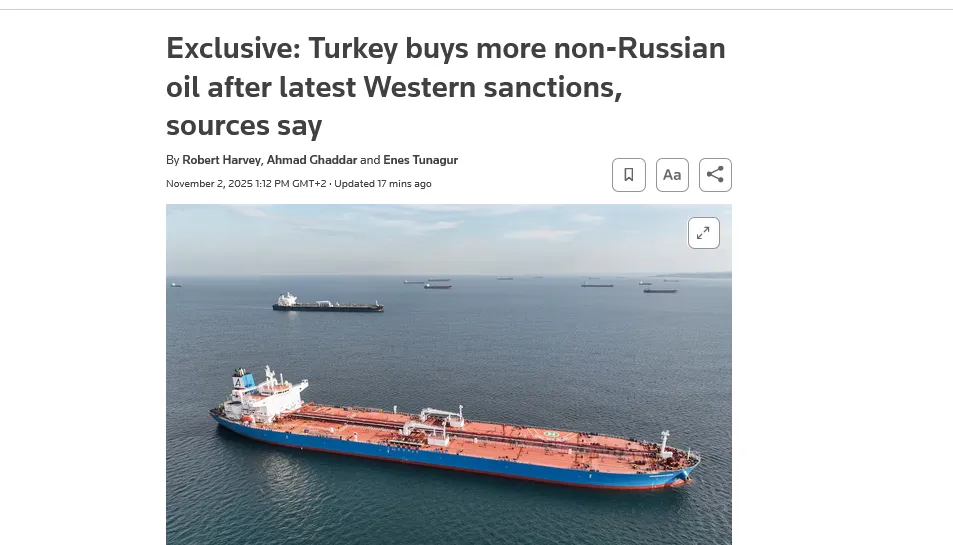 Туреччина зменшила закупівлю російської нафти після останніх західних санкцій – Reuters Туреччина зменшила закупівлю російської нафти після останніх західних санкцій – Reuters